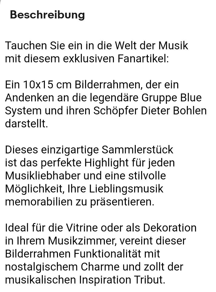 Blue System - Dieter Bohlen Bilderrahmen ohne Autogramme