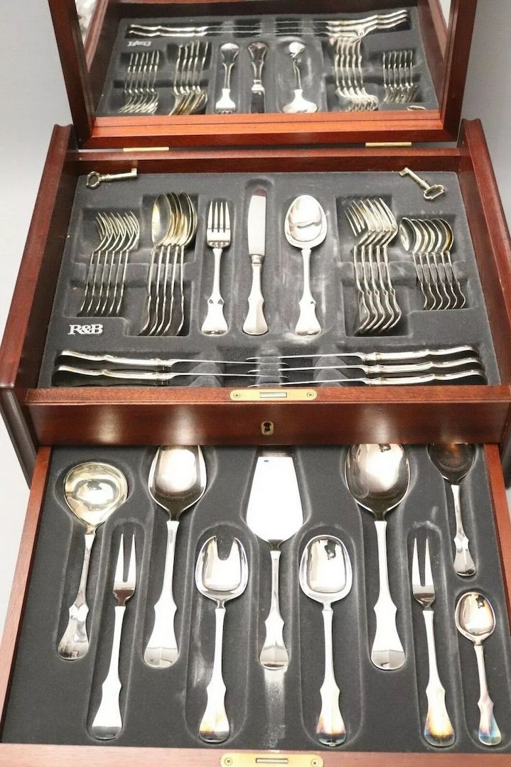 R&B Robbe Berking Alt Kopenhagen 800er Silber Menübesteck 40 Teile