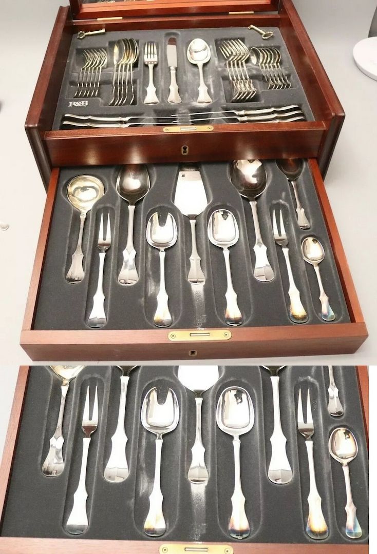 R&B Robbe Berking Alt Kopenhagen 800er Silber Menübesteck 40 Teile