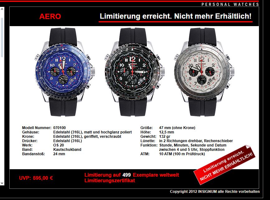 Originale INSIGNUM AERO Chronograph Rarität......  neuer Preis.... 150.-€.......