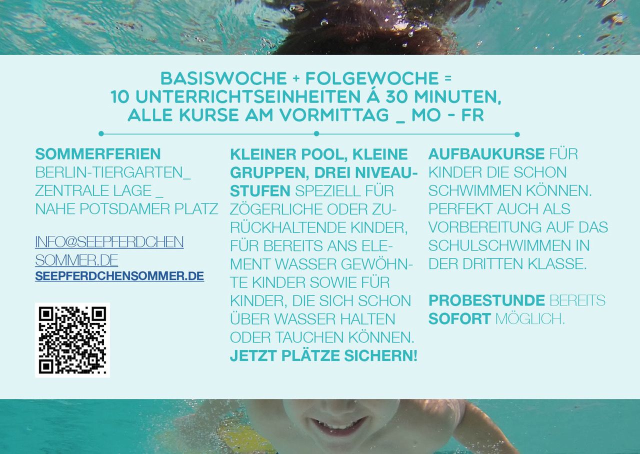 Seepferdchen Sommer in Berlin * Schwimmkurs für Kids ab 5 Jahren