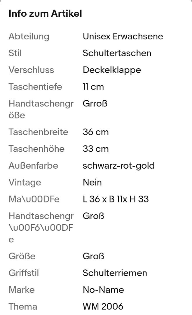 Kompakte Umhängetasche (Fußball) Fussballmotiv FIFA Word Cup 2006