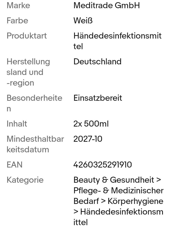 SEGUNA ETHASEPT - 500ml - NEU/ unbenutzt/ungeöffnete Händedesinfektionsmittel