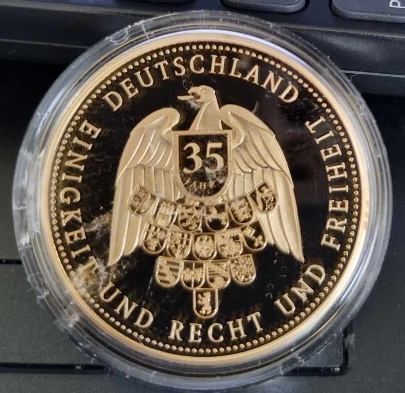 Gedenkmünze 35 JAHRE DEUTSCHE EINHEIT | 24K-vergoldet |Vers. 2,40