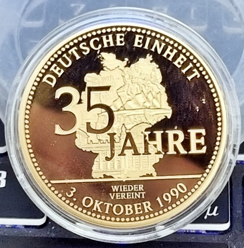 Gedenkmünze 35 JAHRE DEUTSCHE EINHEIT | 24K-vergoldet |Vers. 2,40