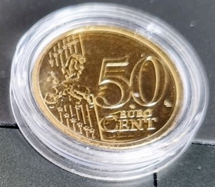 50 EURO-CENT-MÜNZE vergoldet mit 24K-Goldauflage | Versand 2,40€