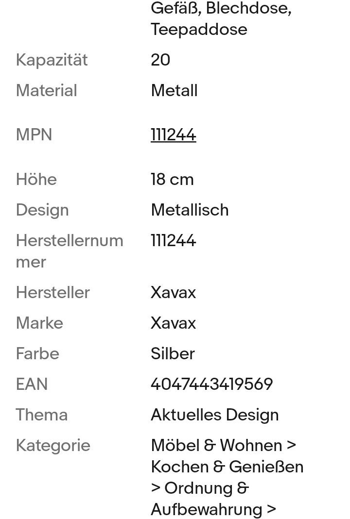 Kaffeepaddose Vorratsdose Paddose für 20x Senseo Tchibo Kaffeepads Dose Pad Box