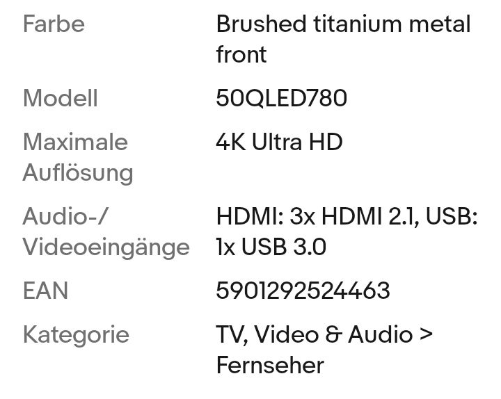 "Original ungeöffnet" TCL Smart TV 50C655 4K Ultra HD 50 Zoll LED HDR D-LED QLED