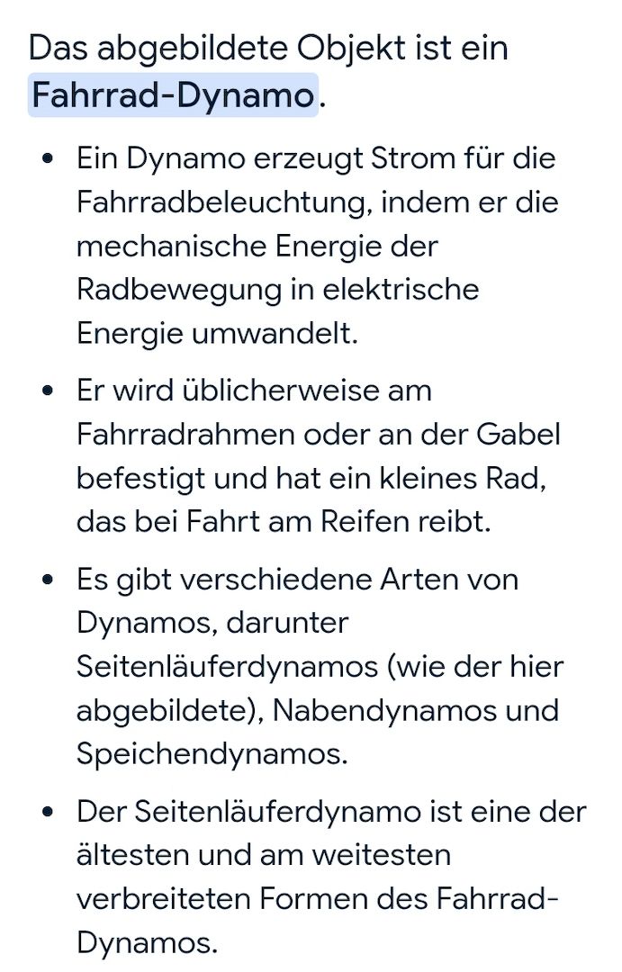 Reifendynamo für Fahrräder