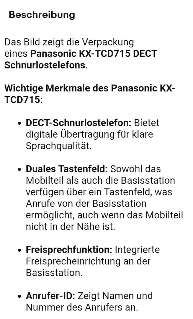Panasonic KX-TCD715 Digital Panasonic KX-TCD715 Digital