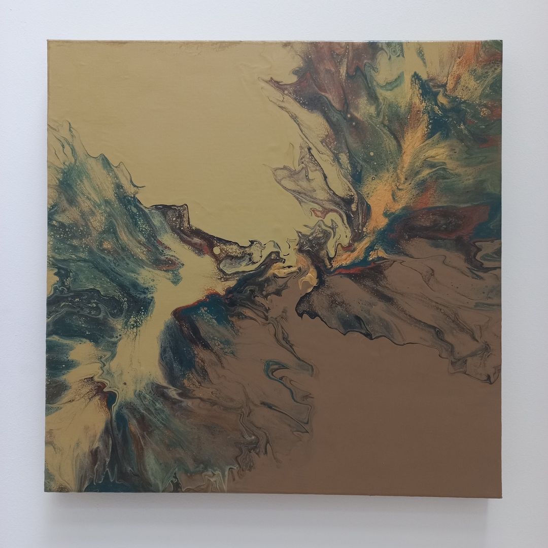 Einzigartiges Pouring Gemälde–Handgemalte Acrylkunst auf Leinwand