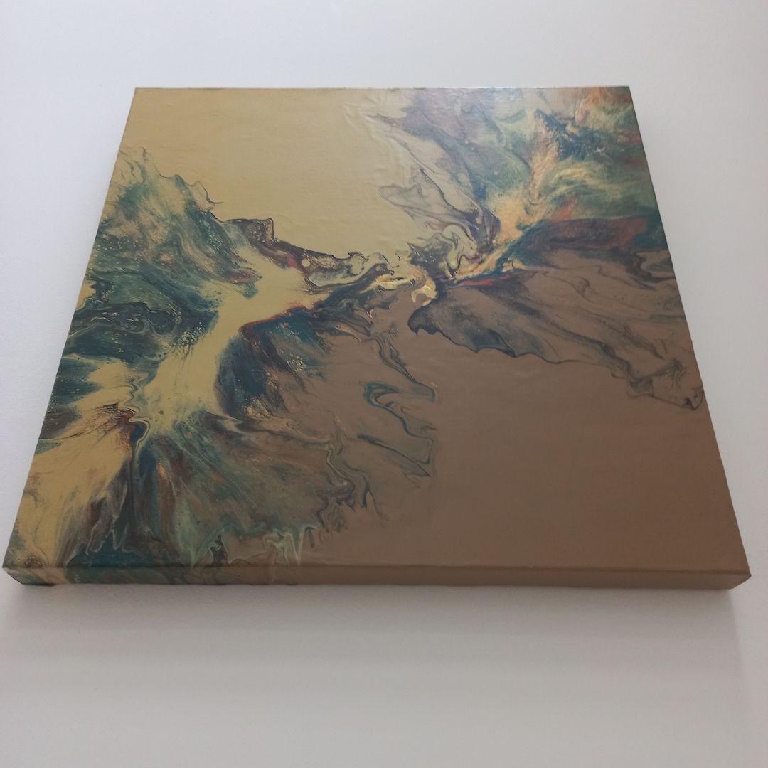 Einzigartiges Pouring Gemälde–Handgemalte Acrylkunst auf Leinwand