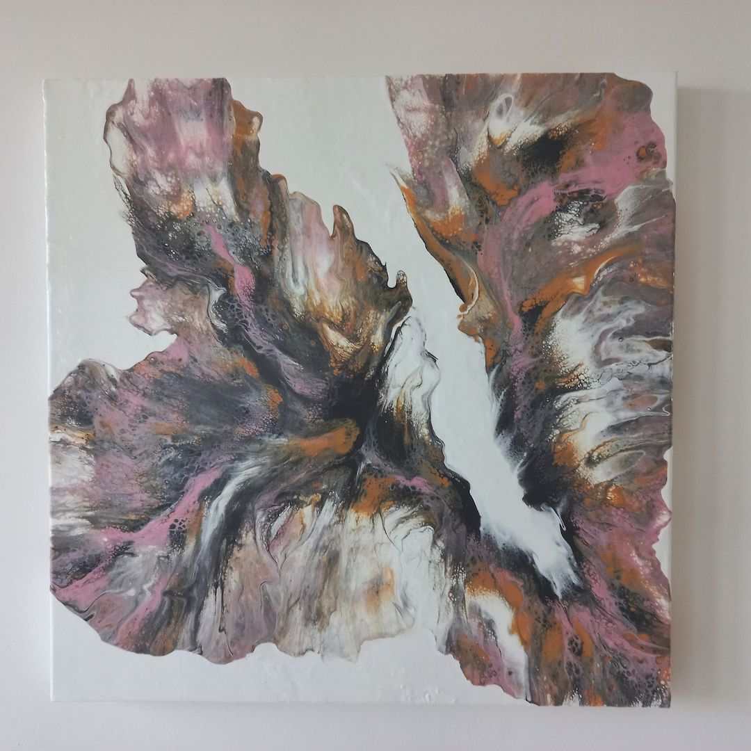 Kunst in Bewegung – Abstraktes Pouring Gemälde, handgemalt