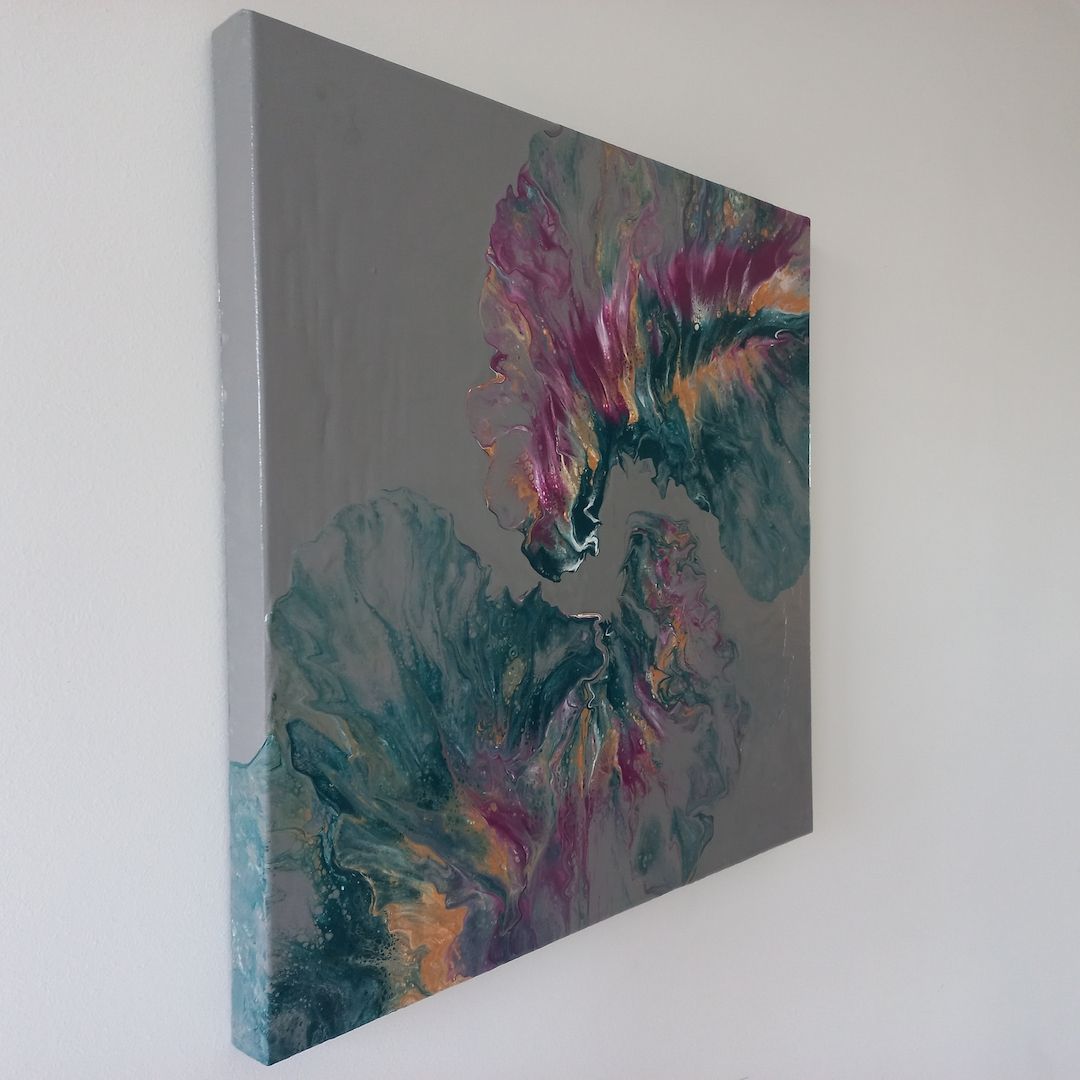 Kunst in Bewegung – Abstraktes Pouring Gemälde, handgemalt