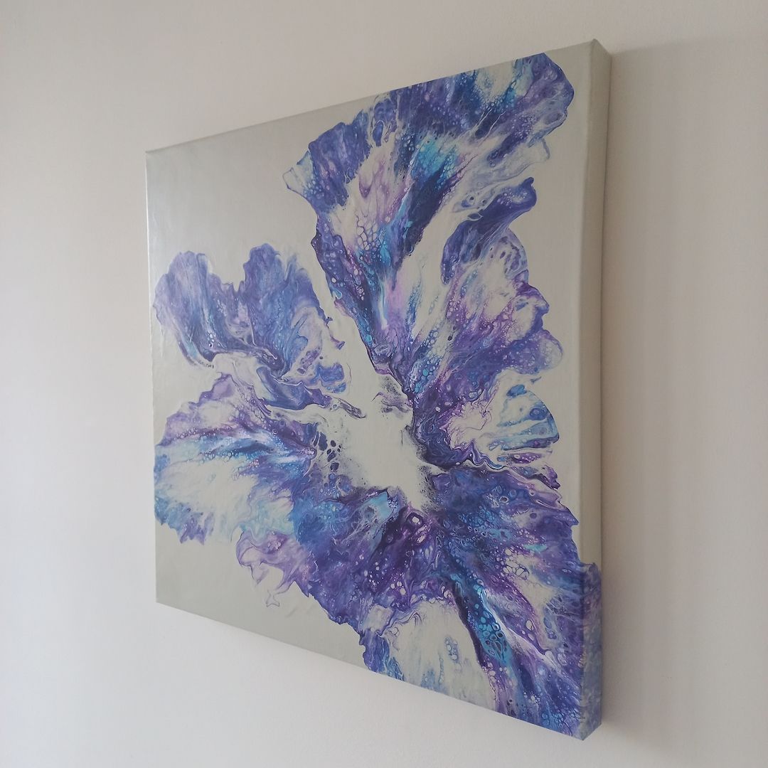 Einzigartiges Pouring Gemälde–Handgemalte Acrylkunst auf Leinwand