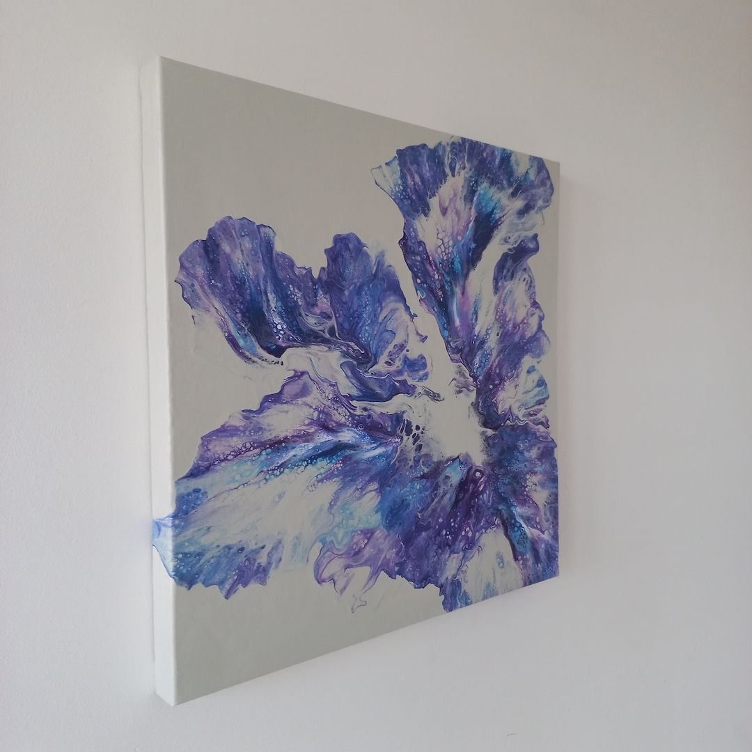 Einzigartiges Pouring Gemälde–Handgemalte Acrylkunst auf Leinwand