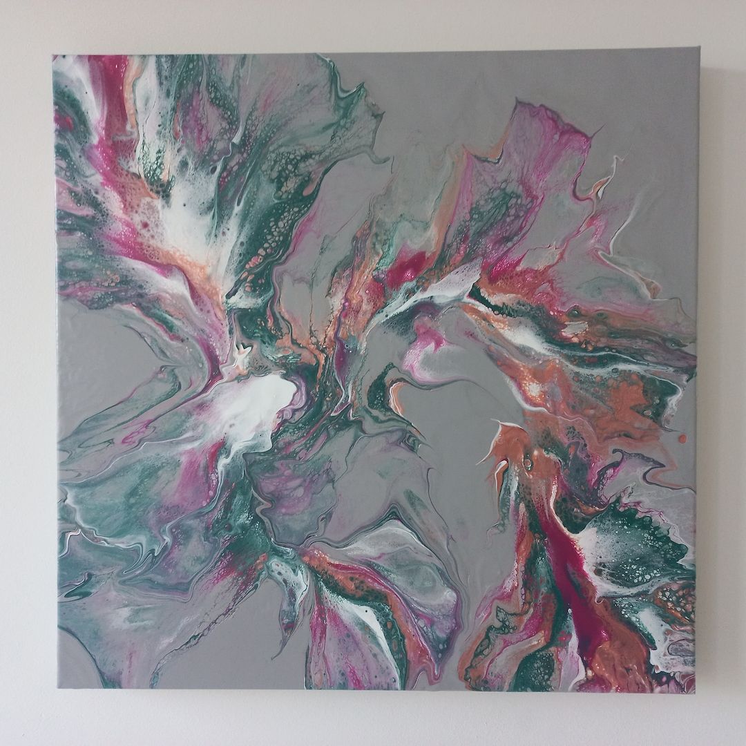 Galaxy Flow – Abstraktes Dutch Pouring Bild mit Metallic-Akzente