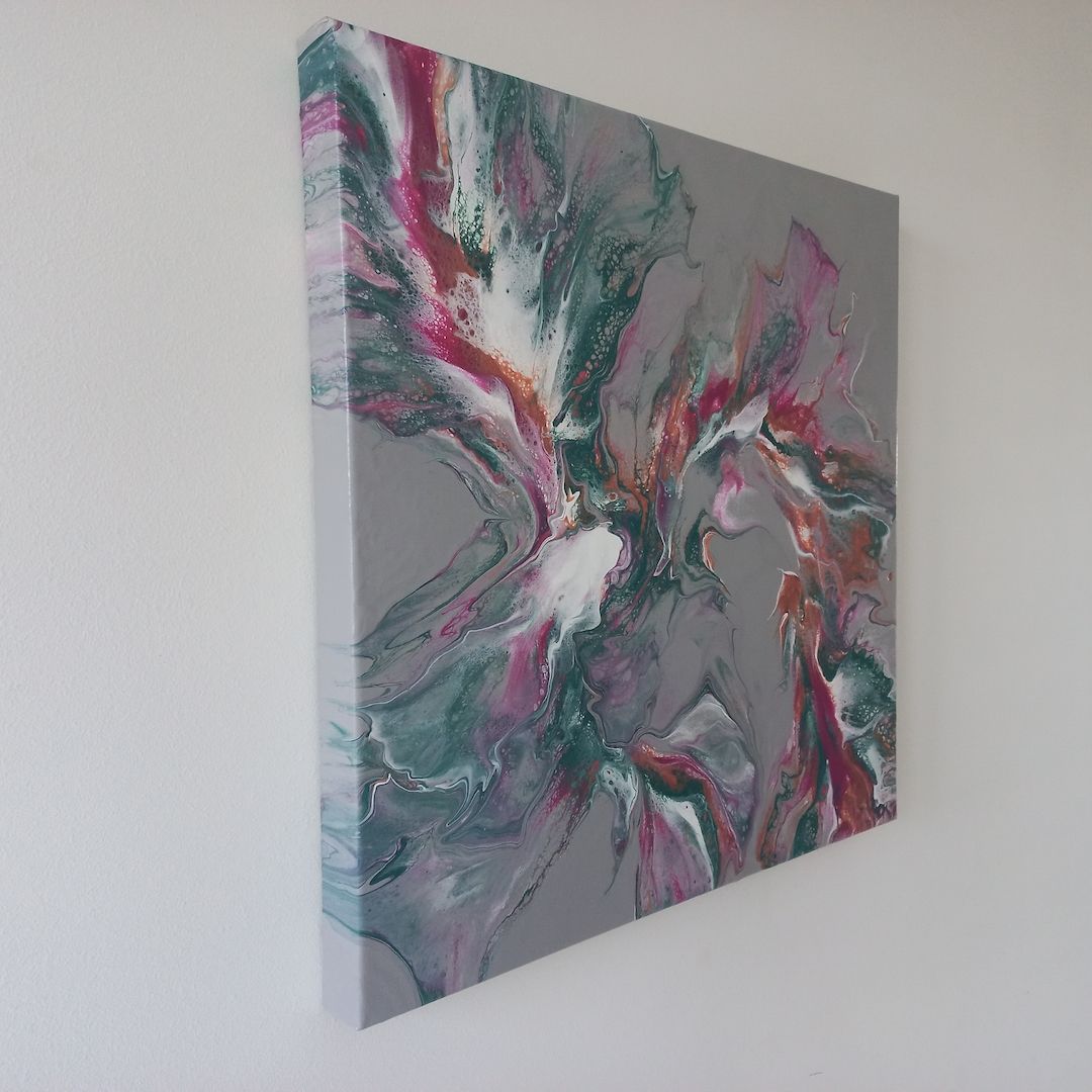 Galaxy Flow – Abstraktes Dutch Pouring Bild mit Metallic-Akzente