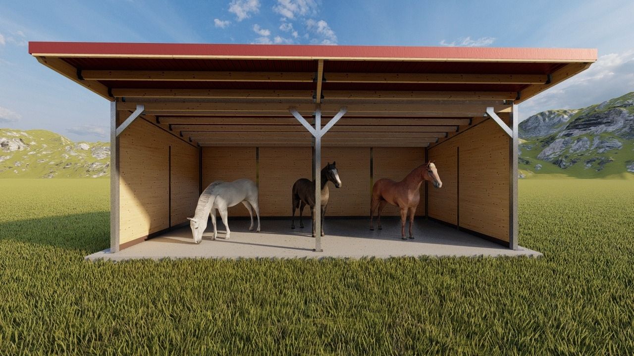 Pferdestall bauen & Außenbox und Pferdebox und Offenstall, Weidehütte Top - Offenstall kaufen