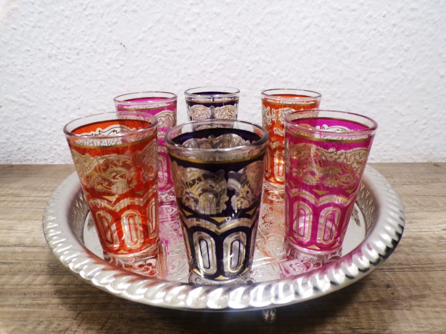 Orientalischer Teeset Unikat Marokko Fes Teeglas Teekanne Tablett