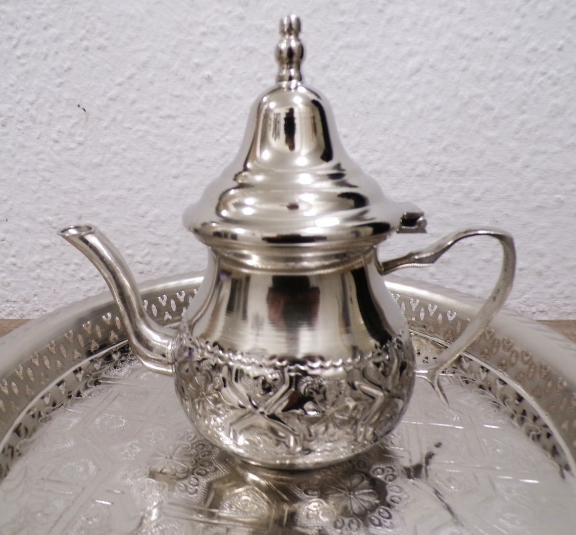 Orientalischer Teeset Unikat Marokko Fes Teeglas Teekanne Tablett