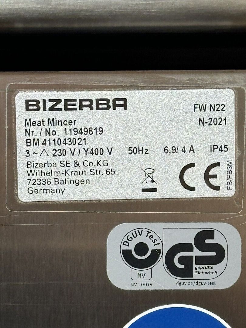 Bizerba FW N22 Fleischwolf Tischwolf Meat Mincer NEUWERTIG BJ 2021 Hack Wolf
