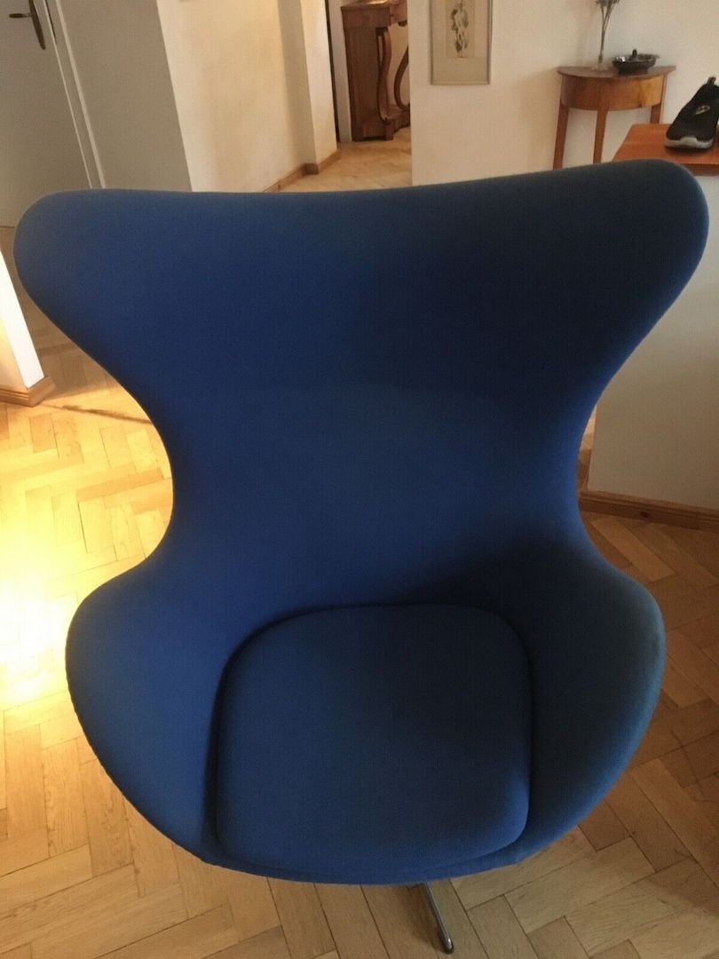 Original Fritz Hansen Egg Chair blau, Design Arne Jacobsen