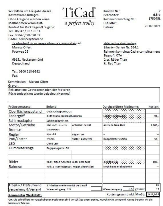 TiCad Liberty Elektro Titan Trolley, Verkauf wegen Hobby Aufgabe