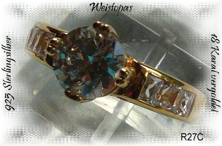 Ring, 925 Silber, vergoldet mit Topassteinen