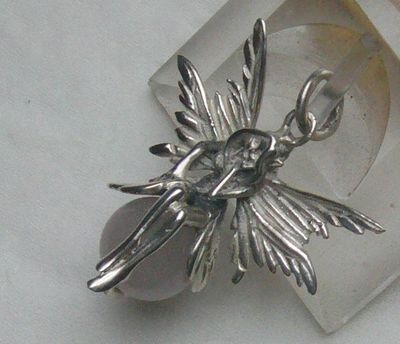 Engelanhängermassiv 925 Silber, Rosenquarz