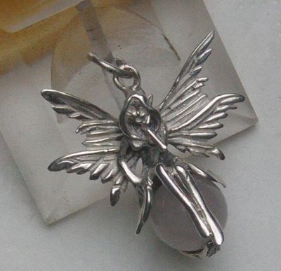 Engelanhängermassiv 925 Silber, Rosenquarz