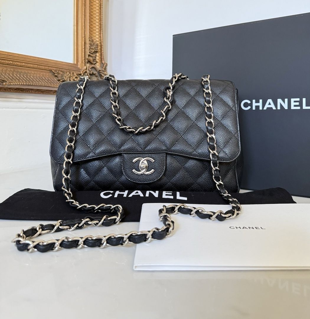 Chanel Timeless Jumbo Caviar Flap Bag CC