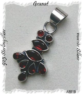 Granatanhänger, 925 Silber, massiv