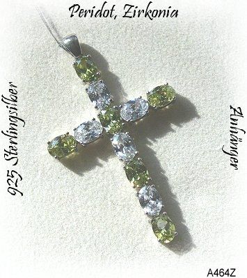 Kreuzanhänger, 925 Silber mit gefassten Zirkonia