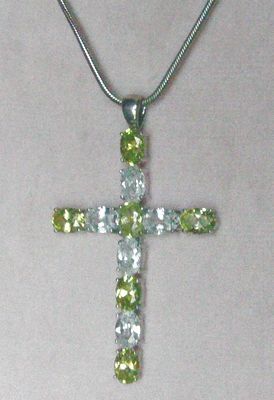 Kreuzanhänger, 925 Silber mit gefassten Zirkonia