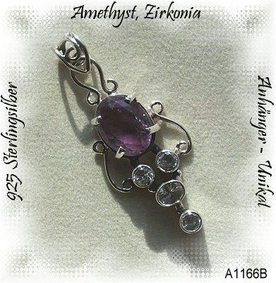 aparter Schmuckanhänger, 925 Silber mit gefassten Zirkonia