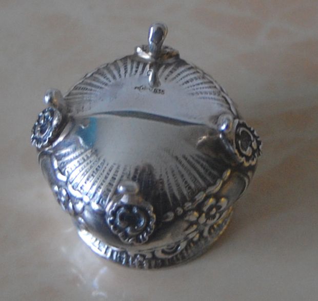 Antik: Zuckerdose mit Zange Albert Bodemer 835 Silber