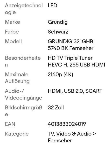 GRUNDIG 32" HD LED TV