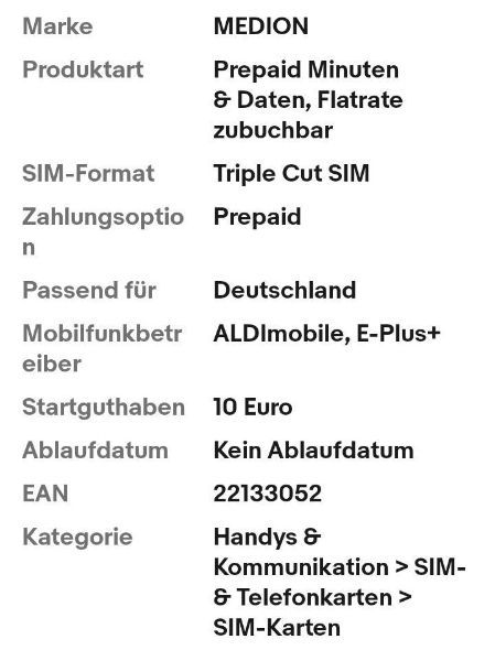 Aldi Talk Starterset mit SIM-Karte, 10 € Startguthaben