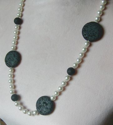 Perlen-Lavakette, sportlich, chic und elegant