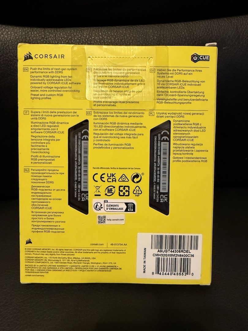 Corsair Vengeance RGB 32GB DDR5-6400MHZ RAM Memory