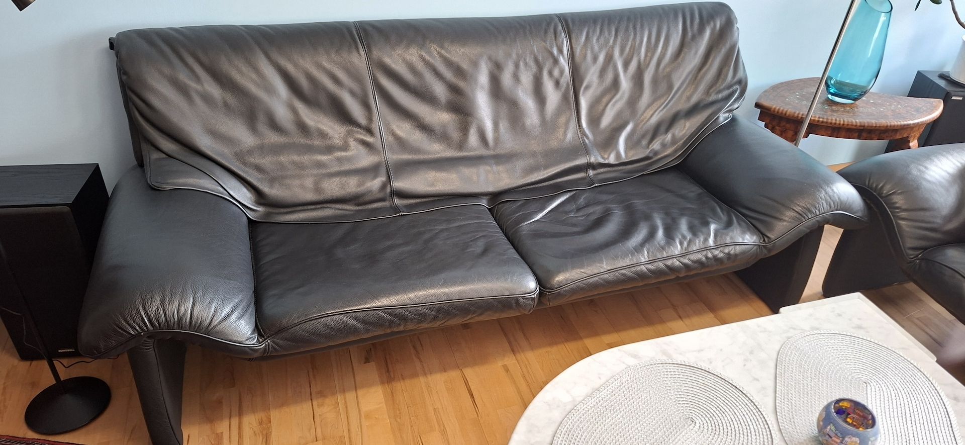 Schwarze Ledersofa 2-5 Sitzer ital. Design
