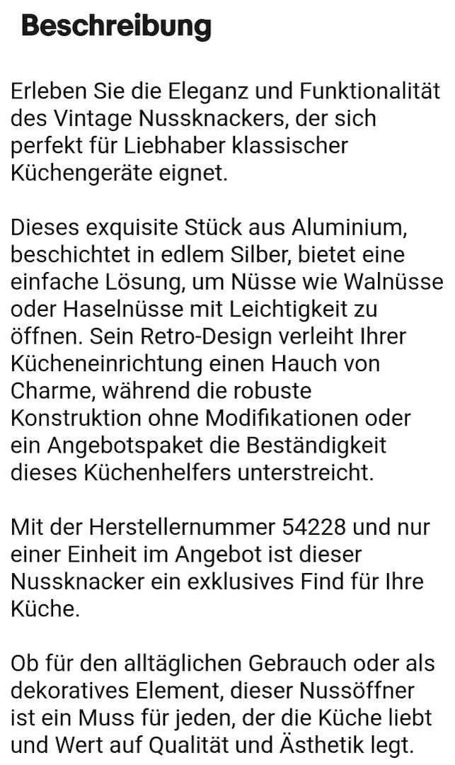 Nussknacker silber Nussbrecher Walnuss Nussöffner Haselnuss