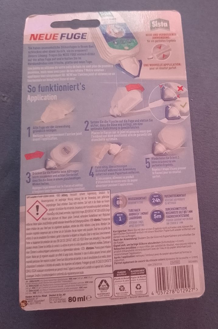 Sista ® (Henkel) Neue Fuge Fugensanierung Silikon Fugenweiss 80ml weiss
