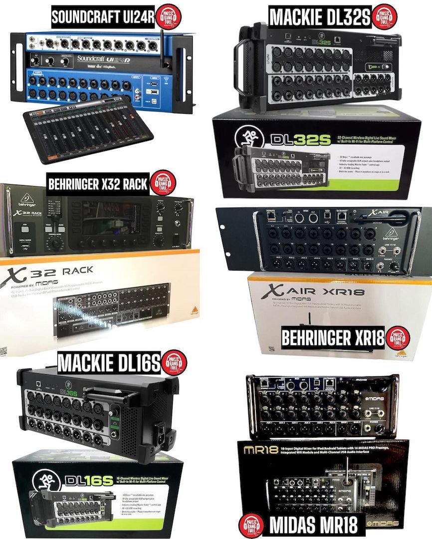 Behringer X32, Midas M32 LIVE, Yamaha MGX, Soundcraft Ui24R, PreSonus StudioLive 32SC,