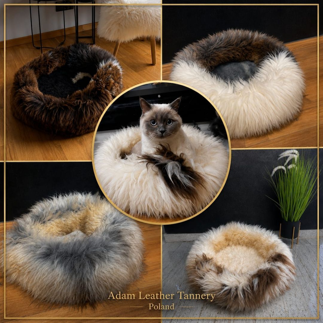 Katzenbetten aus natürlichem Schaffell, Premium