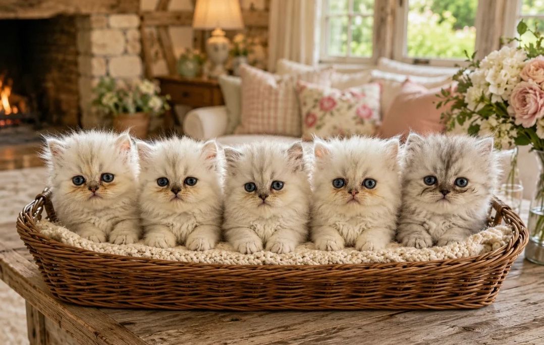 Gesunde, luxuriöse Chinchilla-Perserkatzen mit Puppengesicht suchen ein neues Zuhause.
