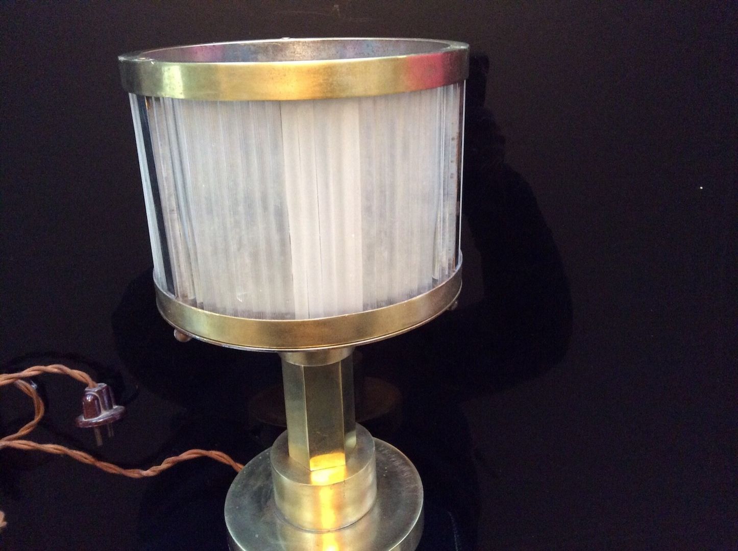 Art Deco Lampe Verre Brass Moderniste Louis Sognot