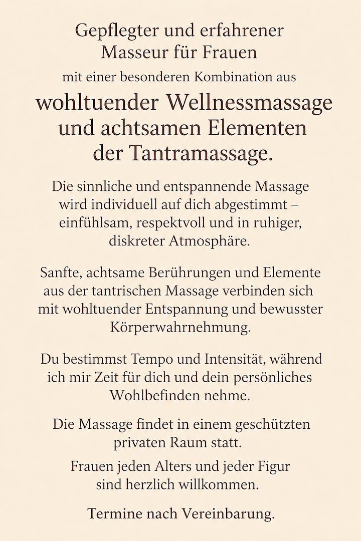 Männlicher Masseur für Frauen – Wellness & Tantra