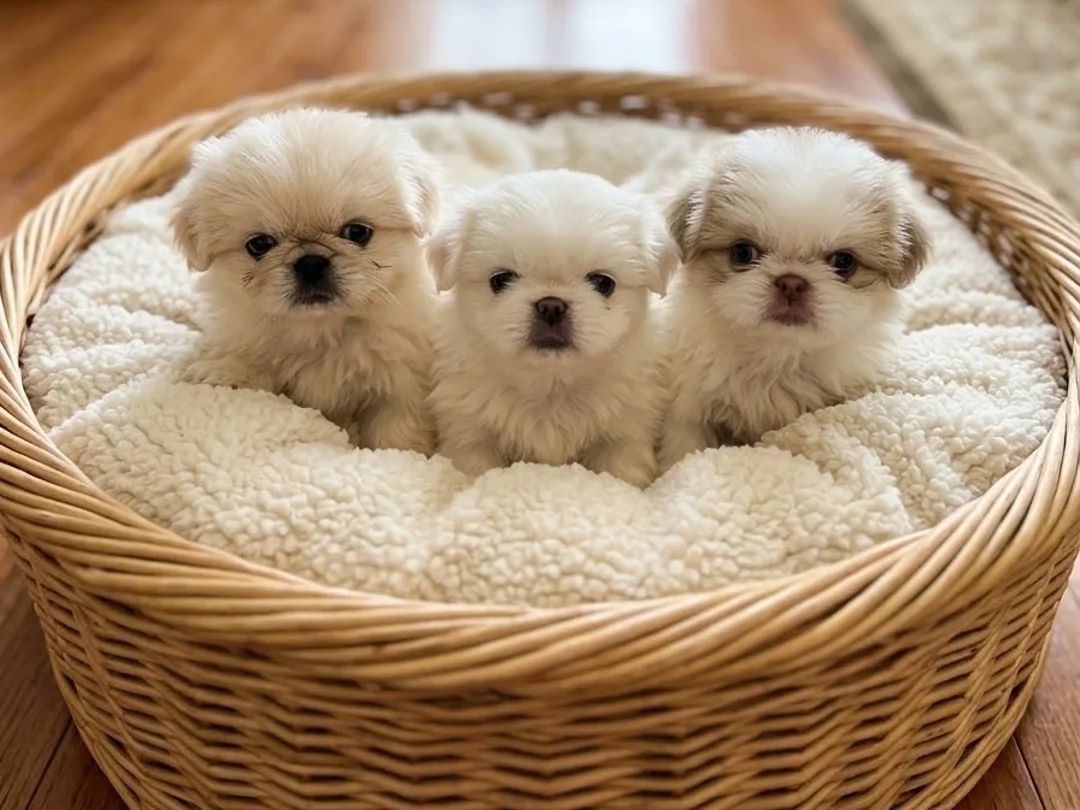 Pekingesen-Welpen suchen ein neues Zuhause.